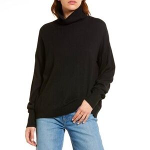 TREASURE & BOND Turtleneck Dropped Shoulder Sweater in Black Size XXS NWT